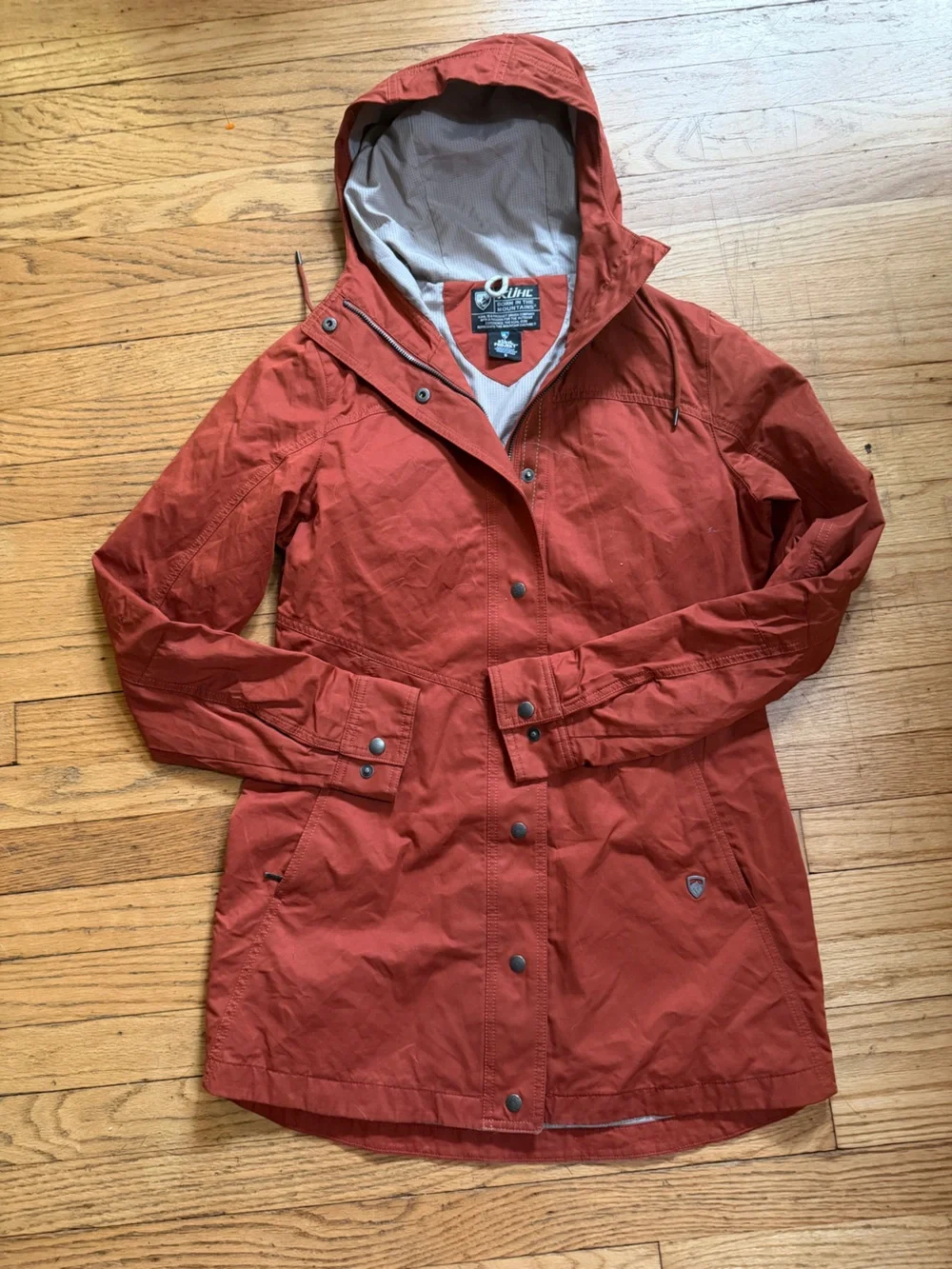 Kuhl Women’s Burnt Orange Hooded Raincoat Small